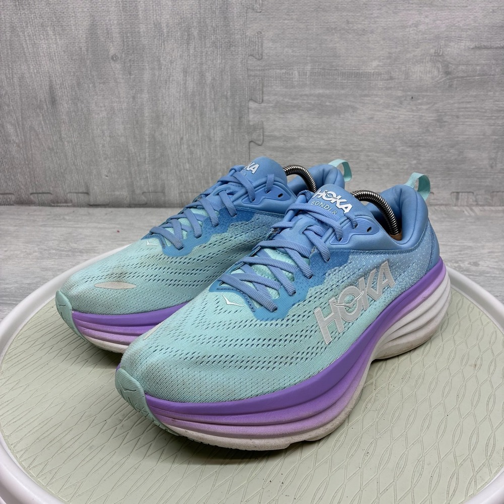 Hoka Bondi 8 Running Shoes Women's 11 Blue Mesh Athletic Sneakers 1127952 ABSO